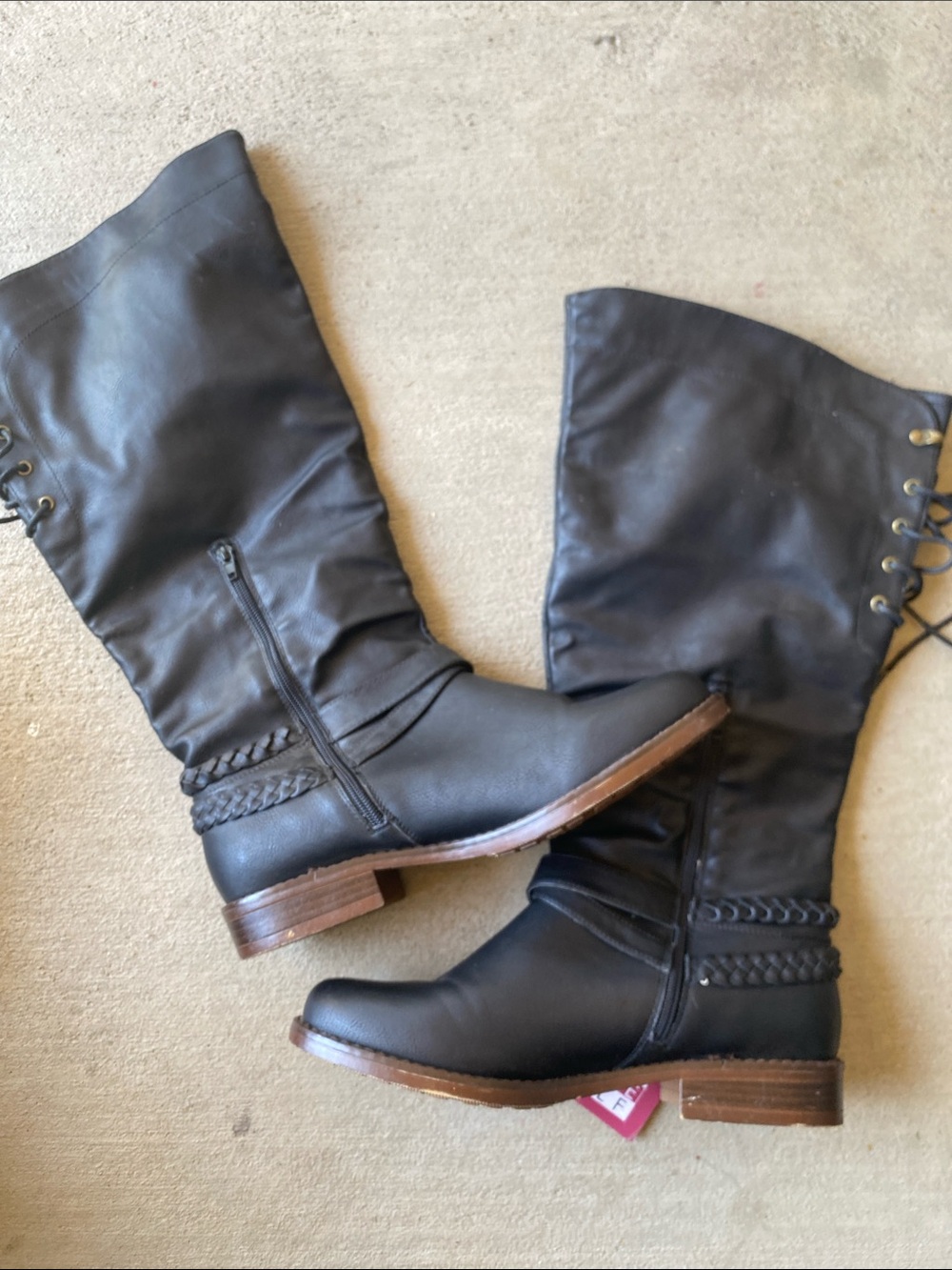 XOXO Black Over-the-Knee Braided Accent Boots
